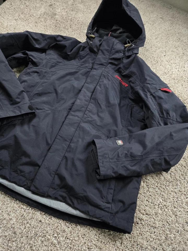 Chaqueta Spyder XT5000 Para Hombre Mediana Negra Con Capucha Esquí Snowboard Impermeable Shell Foto 2 de 4