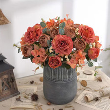 7.87 In. H Red Artificial Peony Silk Flowers Bouquet with Hydrangea and Camellia