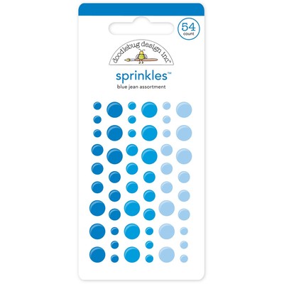 3er Pack - Doodlebug Sprinkles selbstklebend glänzend Emaille Punkte - Blue Jean, 54/Pkg - MONO