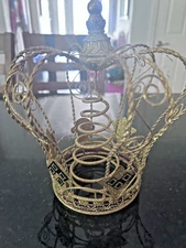 Gold Christmas Crown Tree Topper Glittered Metal Crown 7.5" tall/6.5"wide