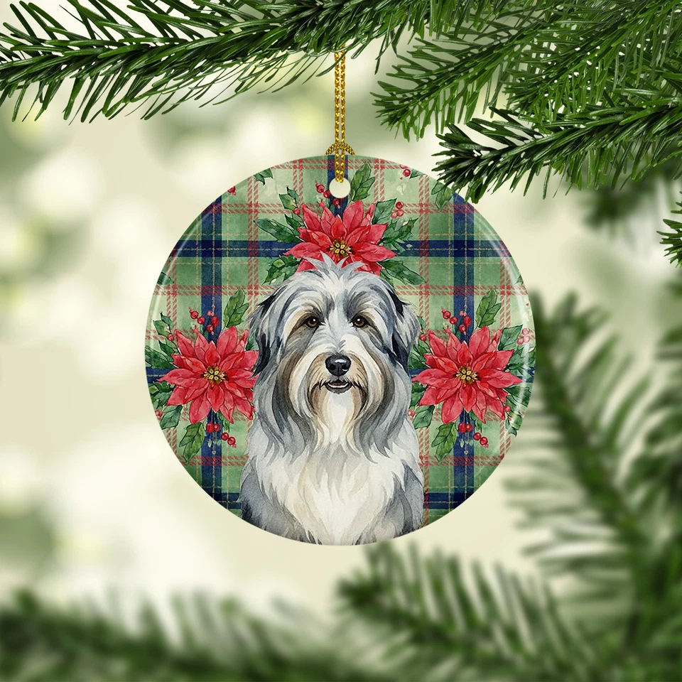 Керамическое украшение Bearded Collie Christmas Poinsettas WDK8503CO1 - Изображение 2 из 3