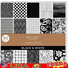 Black White Scrapbook Paper Pad 12x12 50 Sheets 25 Designs Crafting DIY New