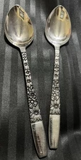 Set Of 2 Hanford Forge Tablespoons Stainless SPRING LAKE Japan Floral 7 3/4”