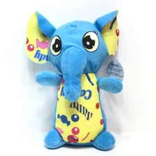 Elephant Candy Print Plush Blue 8” Stuffed Animal A&A Global Industries New NWT