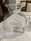 Blenko Double Spout Clear Water Pitcher Textured Glass  8”