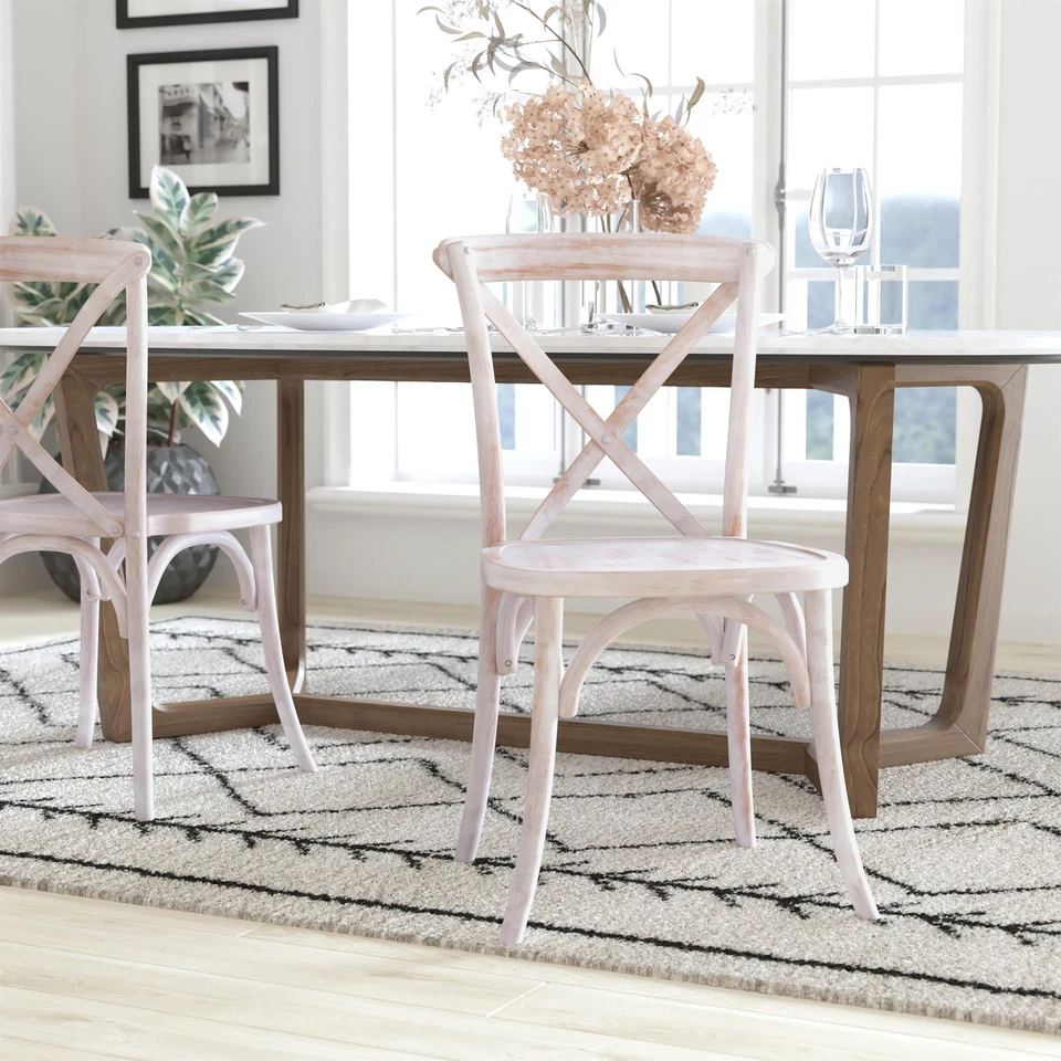 Silla Flash Furniture Advantage X-Back en lavado con cal Foto 2 de 4