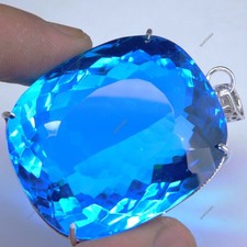Natural Blue Indicolite Tourmaline Pendant 284.30 Ct Cushion Certified Gemstone