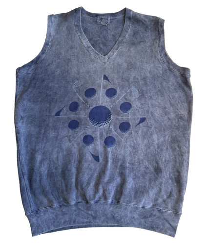 VTG Fairway Blues Women L Golf Sweater Vest Combed Cotton Blue Top Sleeveless