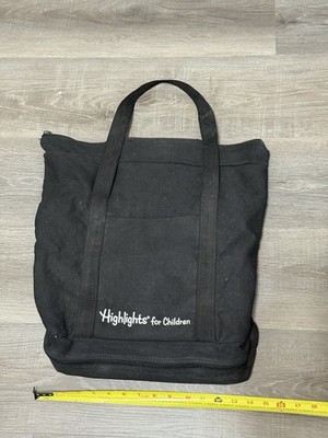 Vintage Highlights For Children Large Black Tote Bag Lunch Box 18 X 16 Teacher