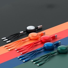 3 In1 USB Cable Micro USB Type C Cable 3 In 1 2.4A Retractable USB C Charging Ca