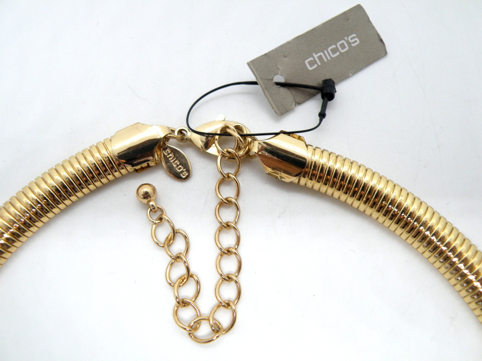 NWT New Rare Chico's Signed Omega Crystal Gold Tone Statement Women Necklace image 5