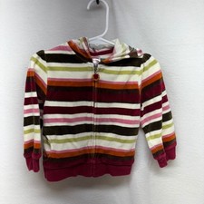 Gymboree Baby Toddler Girls Velour Striped Zip Hoodie Jacket 18-24 Months