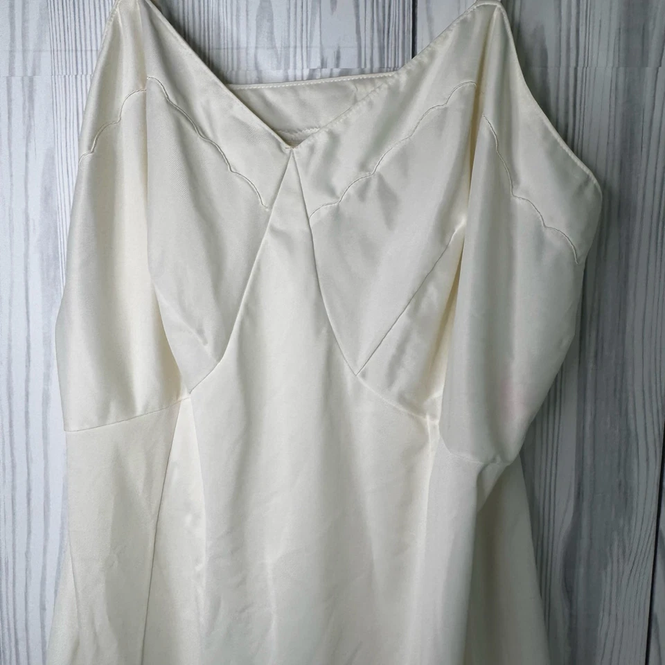 Lencería nupcial Sears vintage marfil satinado nailon encaje talla 42 corta sin cordones Foto 2 de 4
