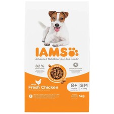 12kg Iams Senior Small/Medium Breed Chicken Dry Dog Food 3.27 per kilo