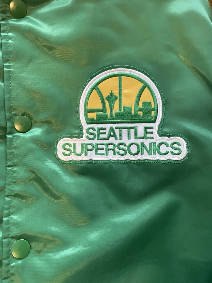 Chaqueta de satén vintage rara NBA Seattle Supersonics verde Starter grande para hombre Foto 2 de 4