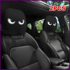 2PCS Funny Slanted Eyes Cartoon Print Car Headrest Cover