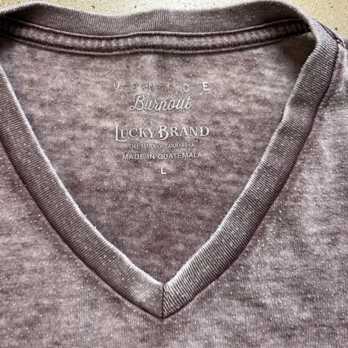 Lucky Brand Venice Burnout Wash T-Shirt Size Mens Large Casual Red V ...