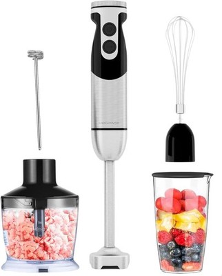 MegaWise Pro Titanium Reinforced 5-in-1 Immersion Hand Blender, 5 in 1, Black