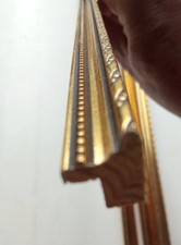 Lot de 10 fines baguettes en bois doré  années 1970 - L : 10 x 63 cm - lot k3