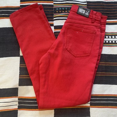 Vintage 80 s Watch L.A. Red High Rise Straight Denim Jeans. Size 26/29. 