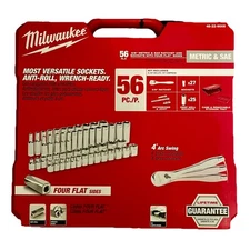 Milwaukee 48-22-9008 3/8-Inch Drive SAE and Metric Ratchet and Socket Set - 56pc