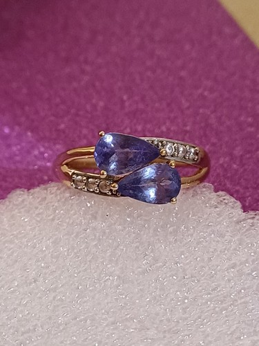 9k Gold Grade AA + Tanzanite & White Spinel Gold Ring. - 第 6/12 張圖片