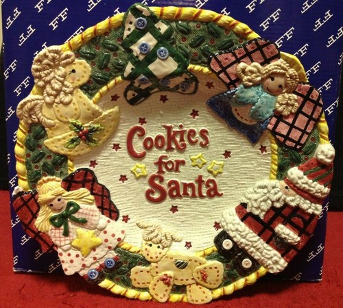 Vintage Fitz Floyd Essentials 2066/253 biscotti vacanze fatti in casa per piatto Babbo Natale - Foto 1 di 6