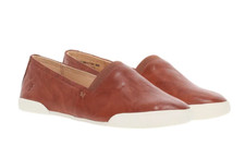 FRYE Melanie Womens Leather Slip On Sneaker Shoe Cognac Brown Flats Size 8.5 NEW