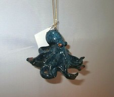 Octopus Hanging Ornament 3.75" Resin Blue