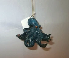 Octopus Hanging Ornament 3.75" Resin Blue