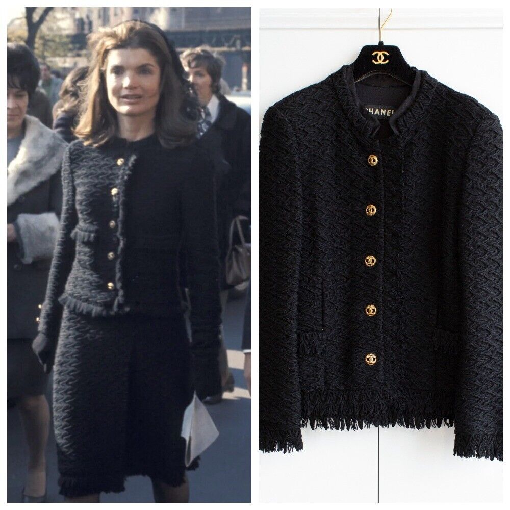Rare Chanel Haute Couture F/W 1970 Jackie Black Gold CC Rare Chanel Haute Couture F/W 1970 Jackie Black Gold CC