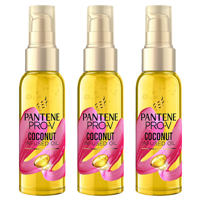 3 x Pantene Pro-V Coconut Infused HaarÖl Trockenes & Geschädigtes Haar je 100ml