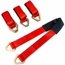 Extra Heavy Duty Axle Strap Tie Downs with Steel D-Rings - 2" Wide x 36" Long