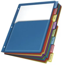 84013 Poly Expanding Pocket Index Dividers 8-Tab Letter Multicolor per Pack