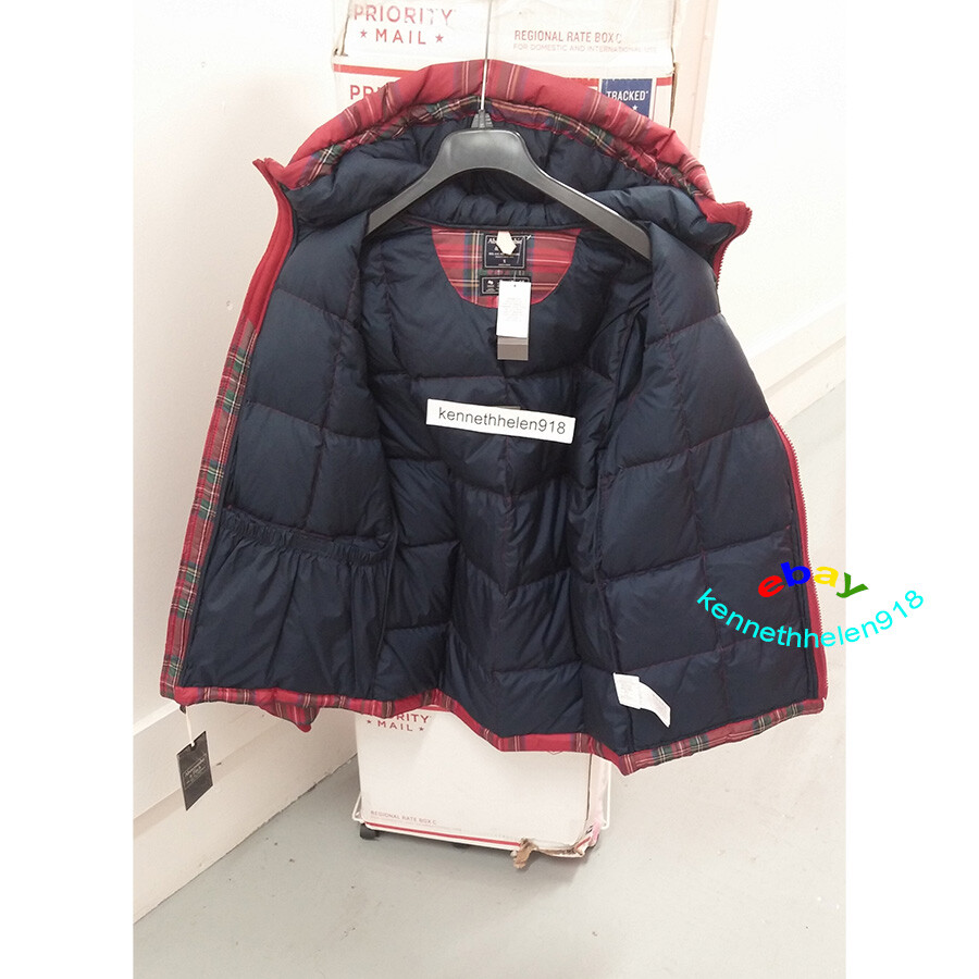 ABERCROMBIE & FITCH ULTRA PUFFER DOWN JACKET COAT RED PLAID