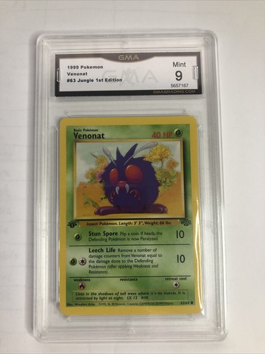 1999 Pokemon Jungle 1st Edition #63 Venonat GMA 9 Mint 63/64 - Bild 1 von 2