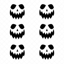 6 Jack-o'-Lantern Face Vinyl Decals  Halloween Pumpkin Stickers  Spooky