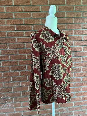 Vintage David Paul Floral Blazer Jacket Medium Red & Gold