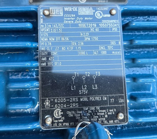WEG 2HP Explosion-Proof Motor, 575V, 1750RPM, 145TC, CX002504NPW21X - Picture 5 of 8