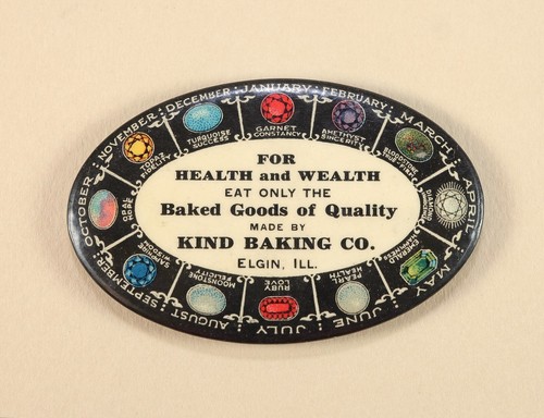 1920s KIND Baking Co. Elgin, IL Advertising Antique Celluloid Pocket Mirror