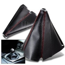 Jdm Black Carbon Style Leather Gear Manual Shifter Shift Boot Red Stitch Jdm Black Carbon Style Leather Gear Manual Shifter Shift Boot Red Stitch