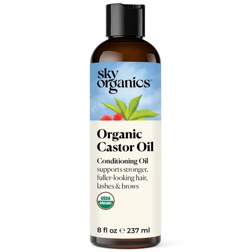 Sky Organics Castor Oil for Hair Lashes & Brows 100% Pure Cold-Pressed 8 oz