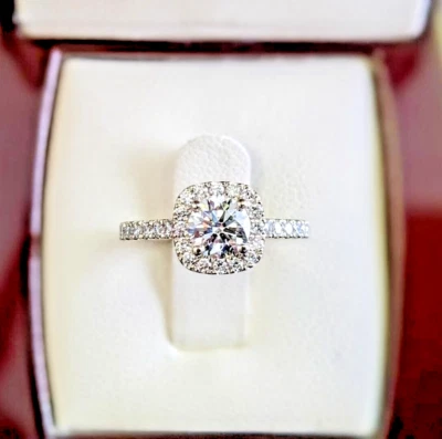 Diamant Ehering 1,50 ct Rundschliff Halo IGI Lab Grown Diamond 14 K Weißgold - Bild 1 von 4