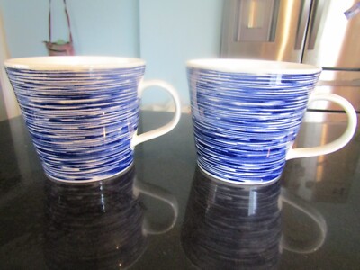 VERY NICE PAIR~ROYAL DOULTON PACIFIC CUPS/MUGS~STREAKS PATTERN
