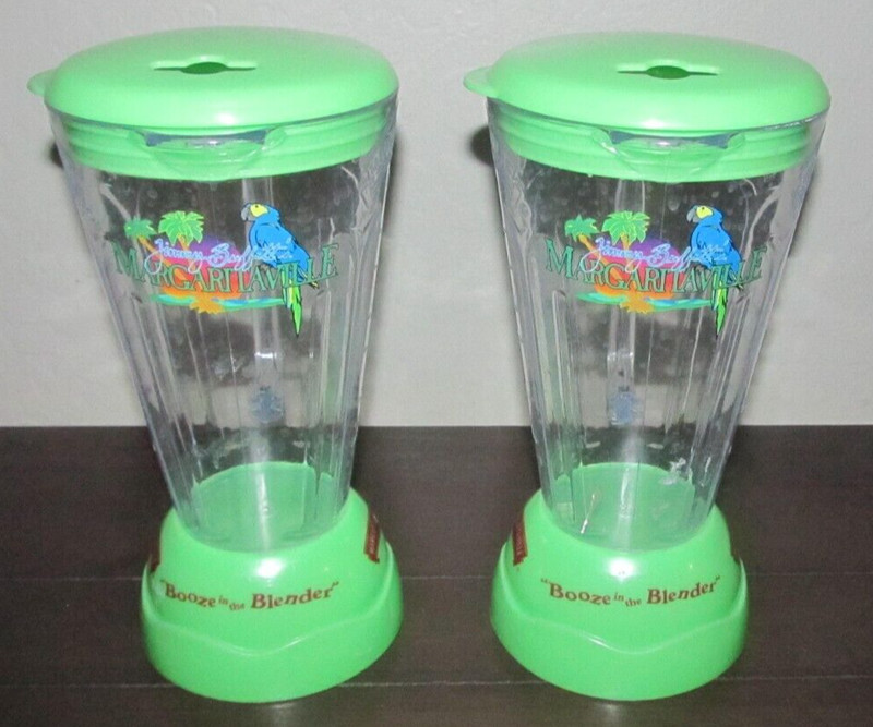 SET of 2 Jimmy Buffett Margaritaville "Booze In The Blender" Pitcher 16 oz Cups!