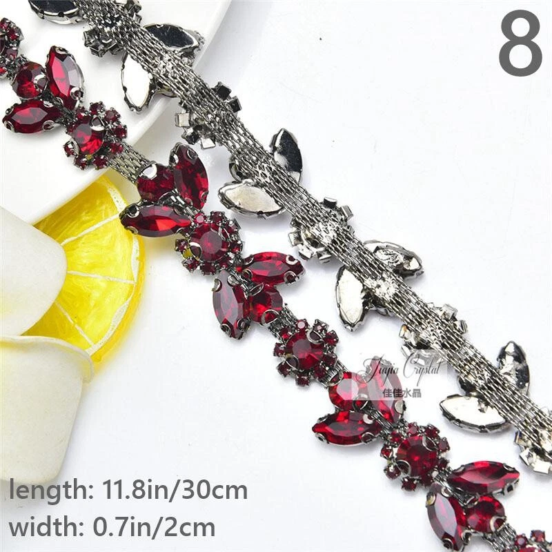 30cm Rhinestone Crystal Chain Ribbon Trimmings Costume Blossom
