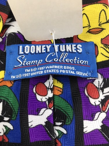 Looney Tunes - - Stamp Collection Tie 100% Polyester Made in America 56”NWT - Picture 7 of 7