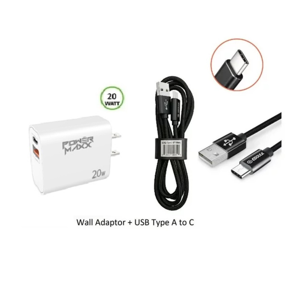 20W Wall Charger +3FT TYPE A to C USB For Motorola Edge+ Edge Plus 