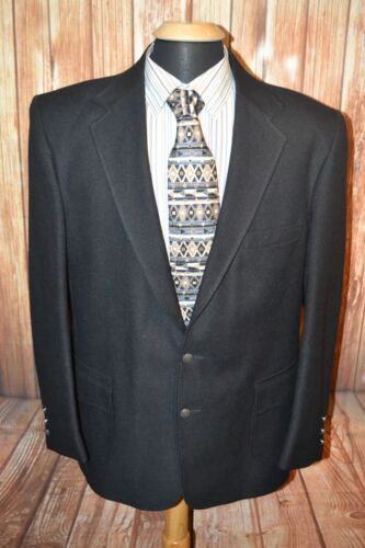 Pagano West Men's Black Polyester 2 Front Metal Buttons Blazer Size 44R