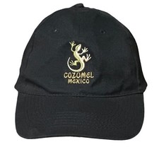 Vintage Cozumel, Mexico Embroidered Lizard DKPS Black Cap Hat Adult Unisex OS